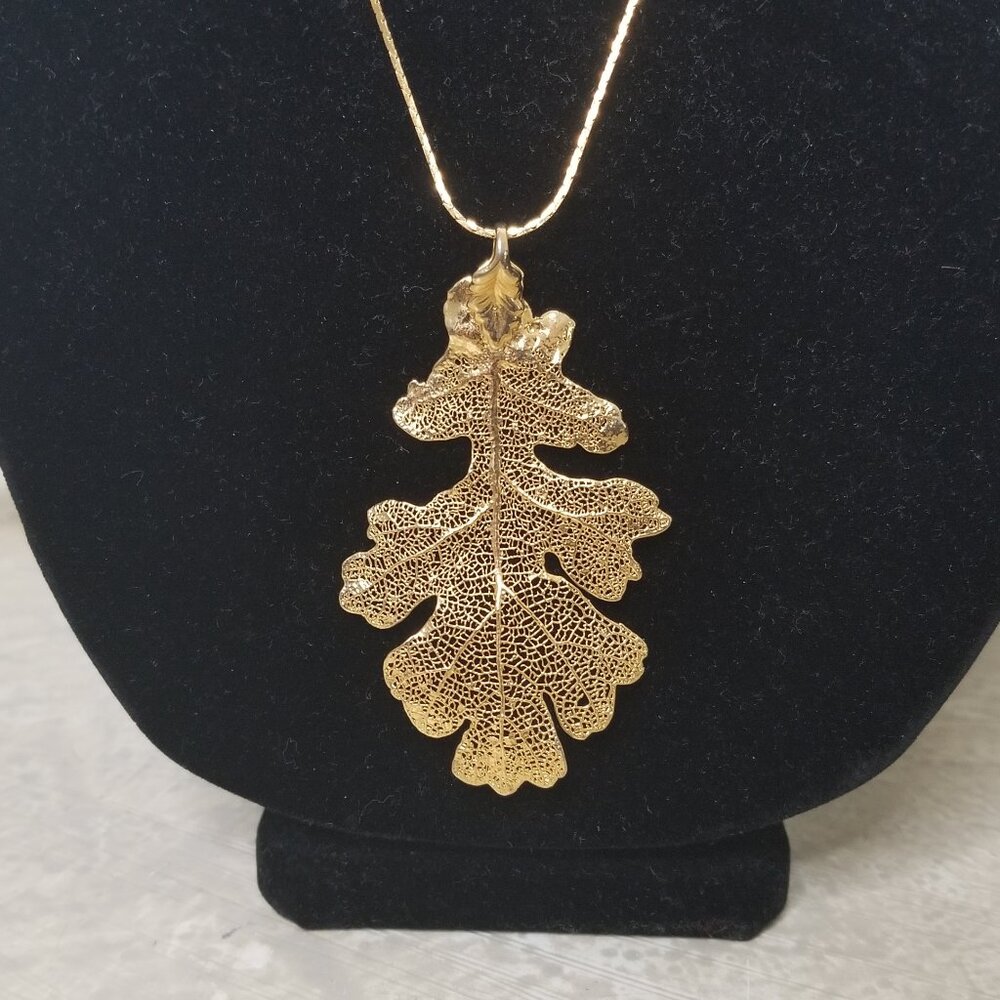 Vintage "Nature's Jewelry" 24k Gold Dipped Leaf N… - image 1